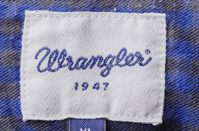 Closeup of Wrangler Label on a Shirt. Editorial Photo - Image of indigo,  fabric: 161117341