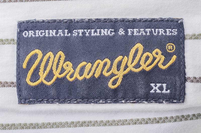 Closeup of Wrangler Label on a Shirt. Editorial Stock Image - Image of  emblem, industry: 161116719