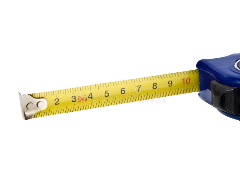 Closeup yellow tape measure isolated