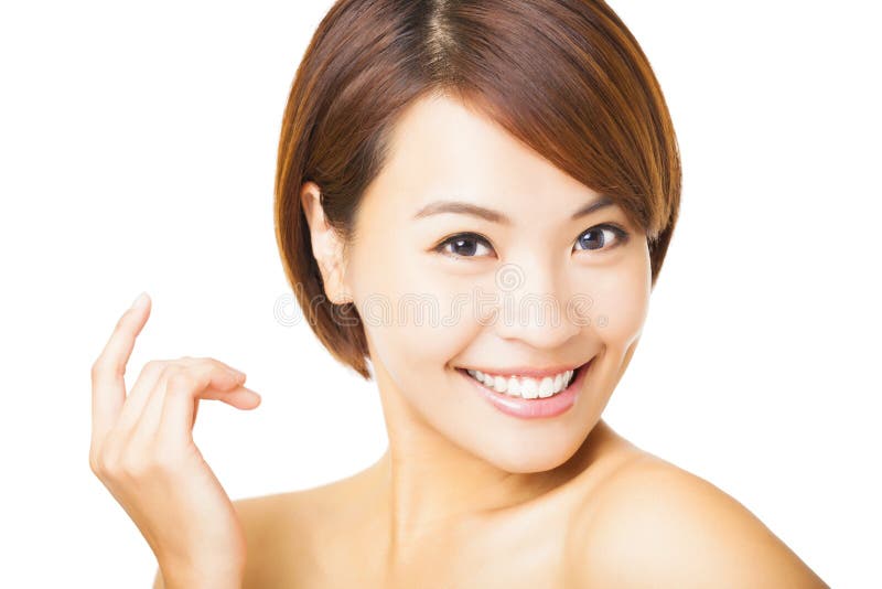 Closeup young woman face on white background royalty free stock image Closeup young woman face on white background royalty free stock image