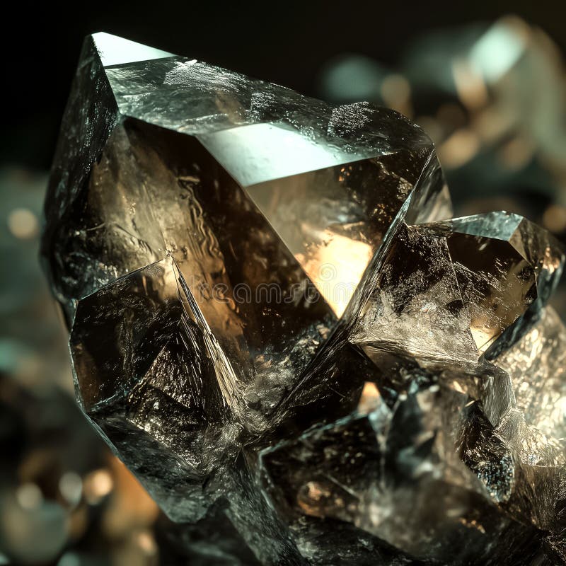 Closeup étonnant d'un cristal présentant ses facettes uniques et ses réflexions dans la lumière révélant la beauté photos libres de droits