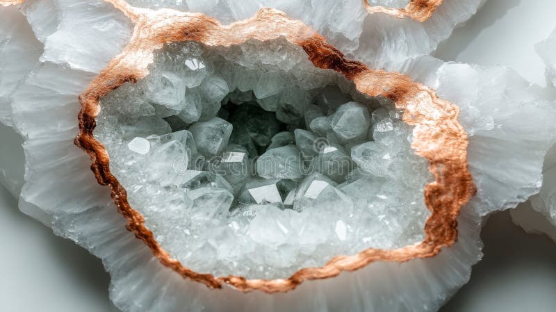 CloseUp из слоновой кости и меди Geode с естественным хрустальным формационным текстурным фоном бесплатная иллюстрация