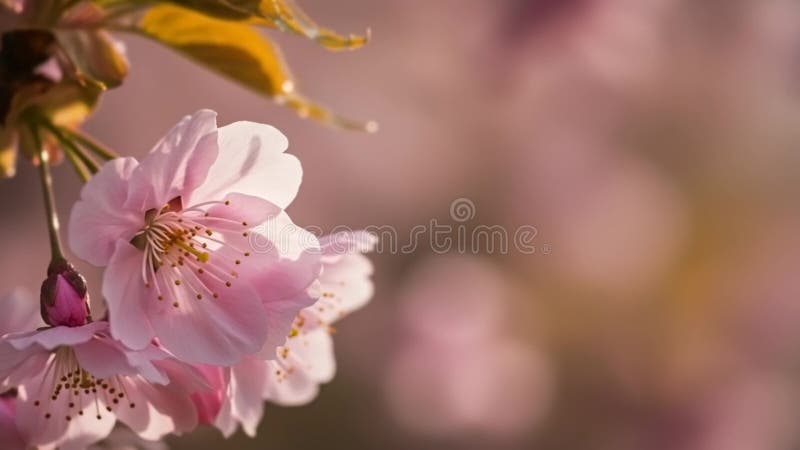 Closeuse de fleurs de cerisiers en floraison dans des teintes roses douces illustration libre de droits