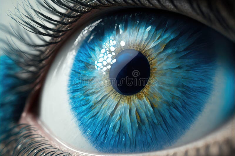 Closeuse de l'oeil parfait oeil bleu macro vision. concept de vue à travers eyelash précise et droit à la cible. meilleur ai génératif.