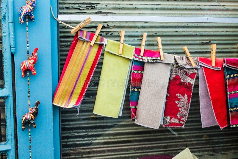 Cloth Samples Store Detail Colourful Cotton stock photo