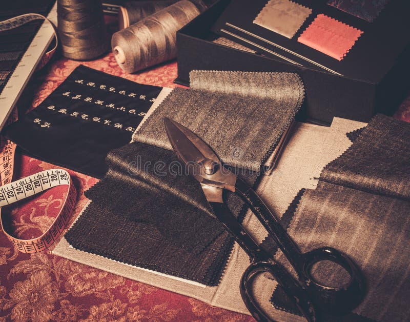 Cloth samples for custom made suits royalty free stock image