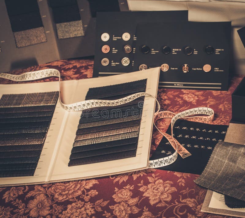 Cloth samples for tailoring stock photography