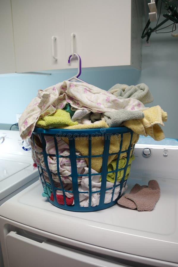 Clothes Basket with Clean Clothes Stock Image Image of hanger, housework 258265523