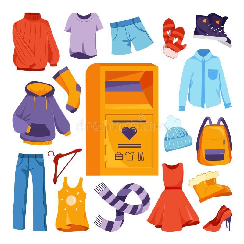 Donation Box Full of Toys, Books, Clothes, Devices Stock Vector ...