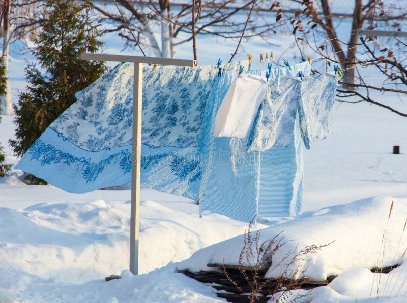 Clothes Dry in Nature in Winter Stock Image Image of clothing, fabric