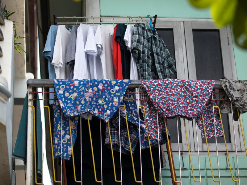 CLOTHES DRYING on the BALCONY Stock Image Image of culture, exterior