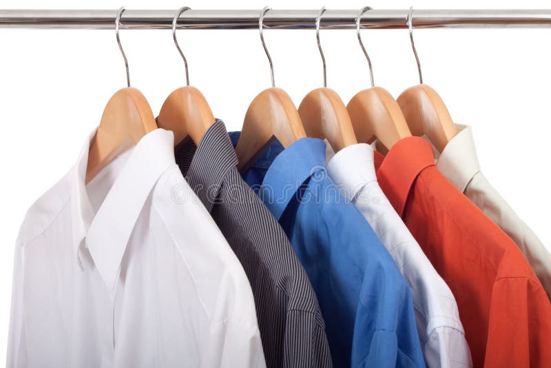 Clothes hanger with shirts stock photo. Image of decision 18150852