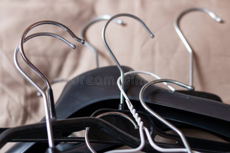 Clothes Hangers. Many Different Hangers for Clothes Stock Photo Image