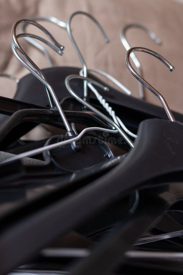 Clothes Hangers. Many Different Hangers for Clothes Stock Photo Image