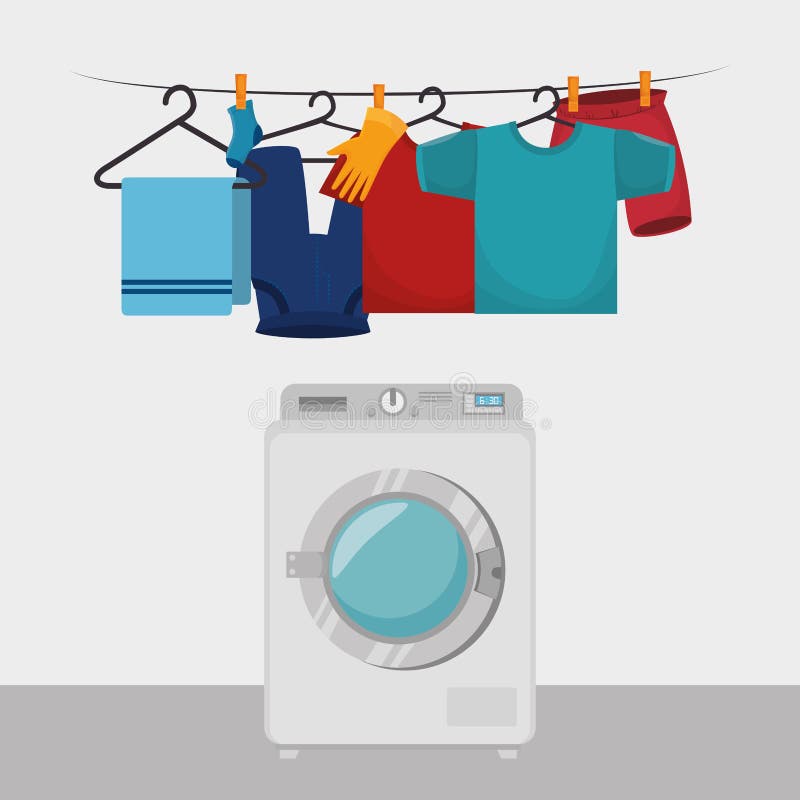 Clothes hanging laundry service vector illustration design