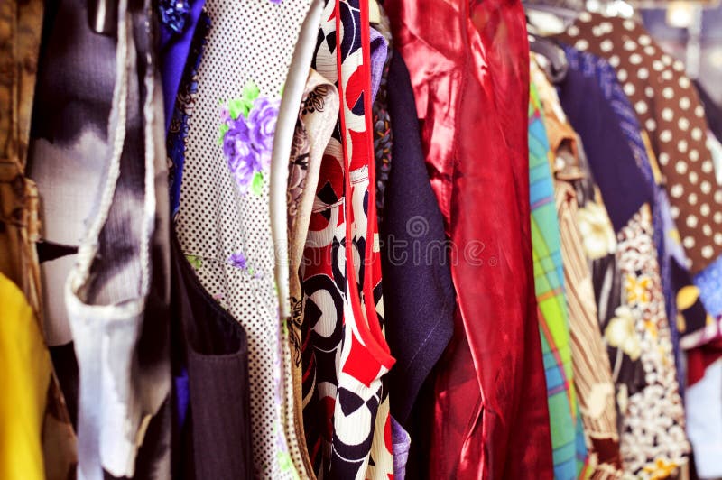 Clothes Hanging on a Rack in a Flea Market Stock Photo Image of flea