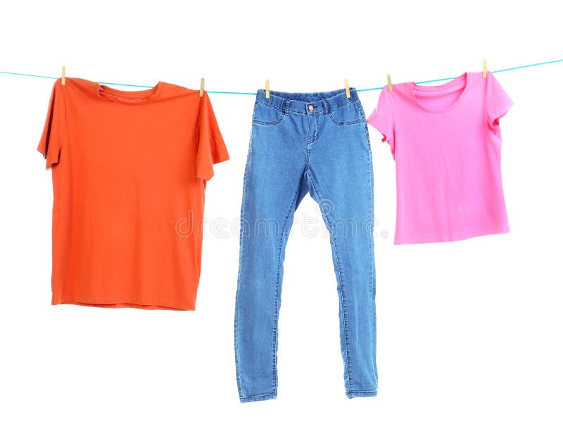 Clothes on laundry line stock image. Image of apparel 121005989