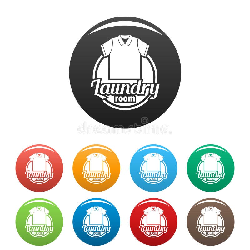 Clothes Laundry Room Icons Set Color Stock Vector Illustration of