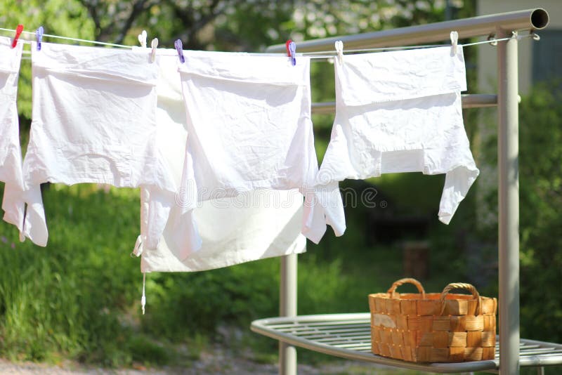 Clothes Line stock photo. Image of wash, washing, white 26265846