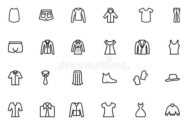 Clothes Line Vector Icons 4 Stock Illustration - Illustration of round,  coat: 69520177