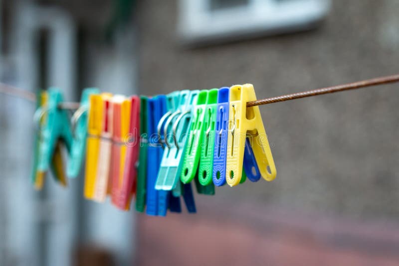 Clothes pegs on a line stock image. Image of gift, shopping 127844365