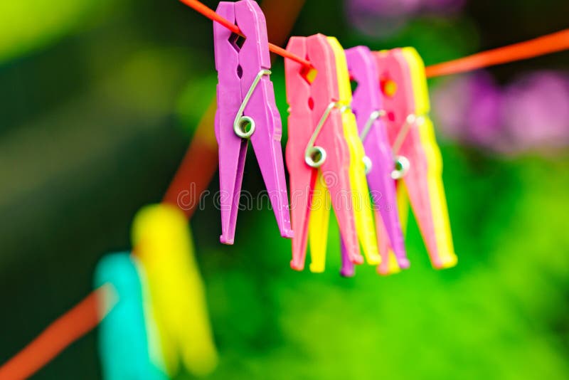 Clothes Pegs on Line Outdoor. Housework Stock Image Image of laundry