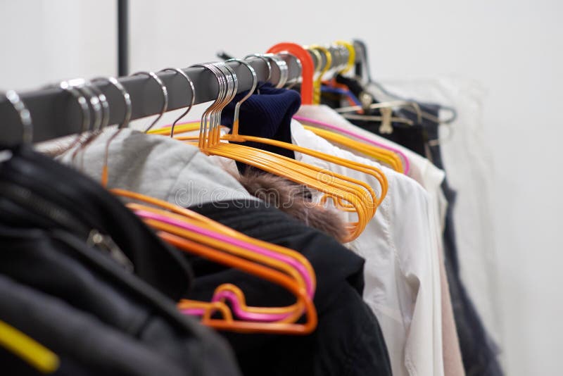 Clothes Rack with Different Clothes in the Dressing Room Stock Image Image of closet, changing