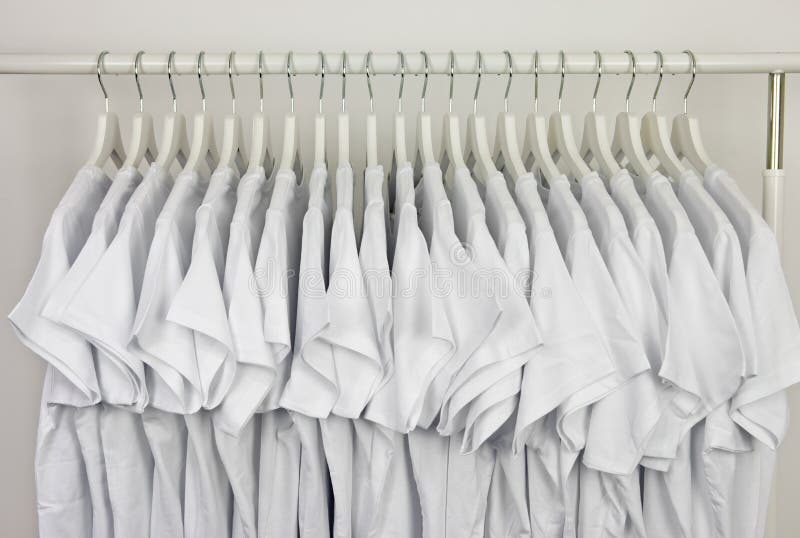 Clothes Rack with White Tshirts Stock Photo - Image of style, ranger ...