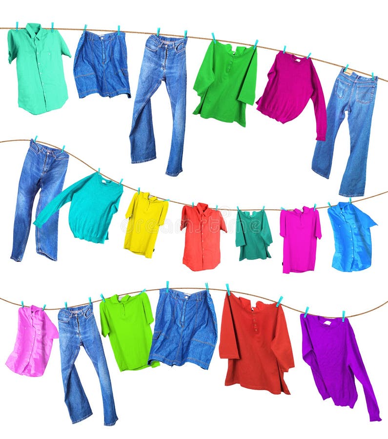 Clothes Fly Off the Clothesline . Stock Photo Image of industry