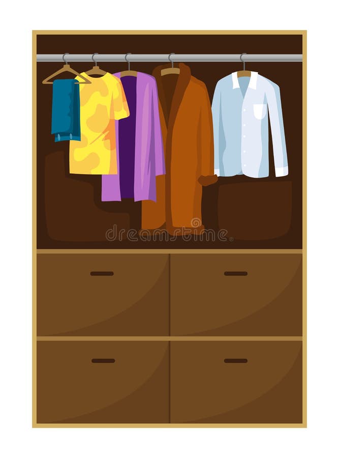 Clothes Wardrobe Room Full of Woman Clothes. Furniture with Shelves for ...