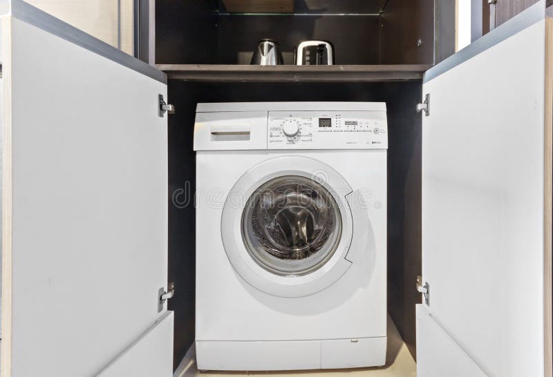 Clothes Washing Machine in Room Interior Stock Photo Image of hole