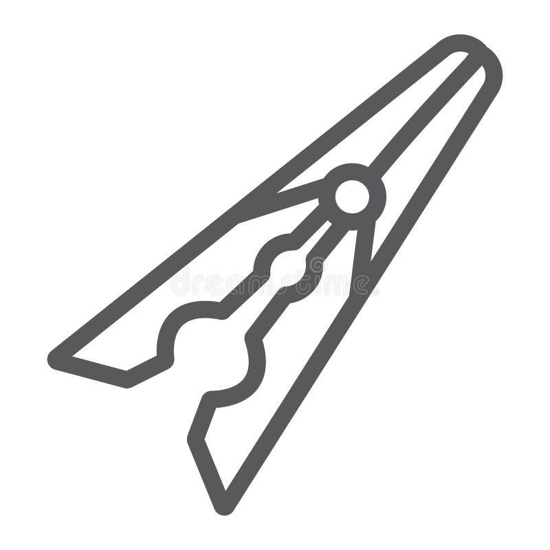 Clothespin Line Icon, Laundry and Clamp, Clothes Pin Sign, Vector