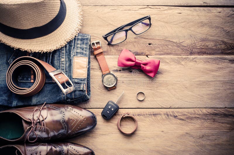 Clothing And Accessories For Travel On Wood Background. Stock Image ...