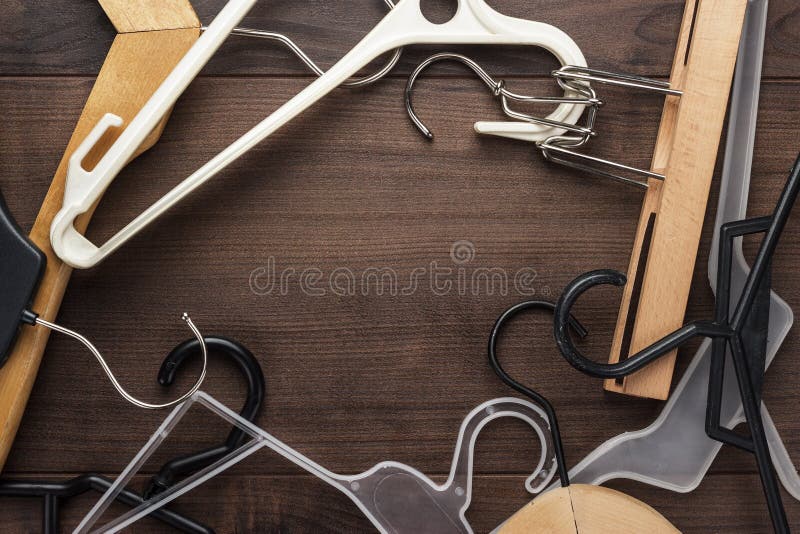 Clothing Hanger on Brown Table Stock Photo Image of rack, empty 41744470