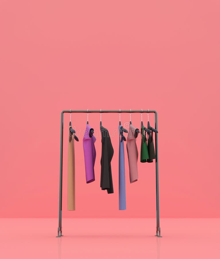 Clothing Rack on Pastel Color Background Stock Illustration - Illustration  of collection, clothing: 179532495