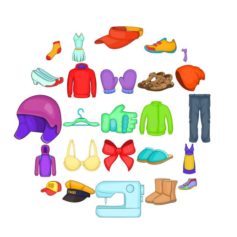 Repair Clothing Icons Set, Flat Style Stock Vector - Illustration of ...