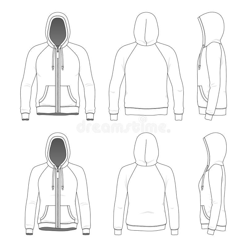 Clothing Set of Raglan Hoodie. Stock Vector - Illustration of hoodie ...