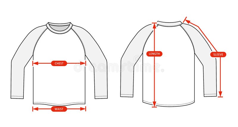 Clothing Size Chart Vector Illustration Varsity Jacket Stock
