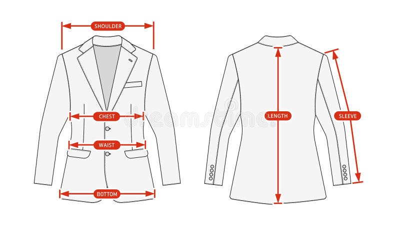 Clothing Size Chart Vector Illustration Suit Jacket Stock Vector ...