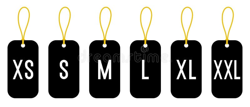 Clothing Size Labels Set: XS, S, M, L, XL, XXL. Vector Illustration Stock  Vector - Illustration of design, small: 282751464