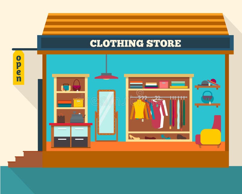 Clothing Store. Man And Woman Clothes Shop Stock Vector