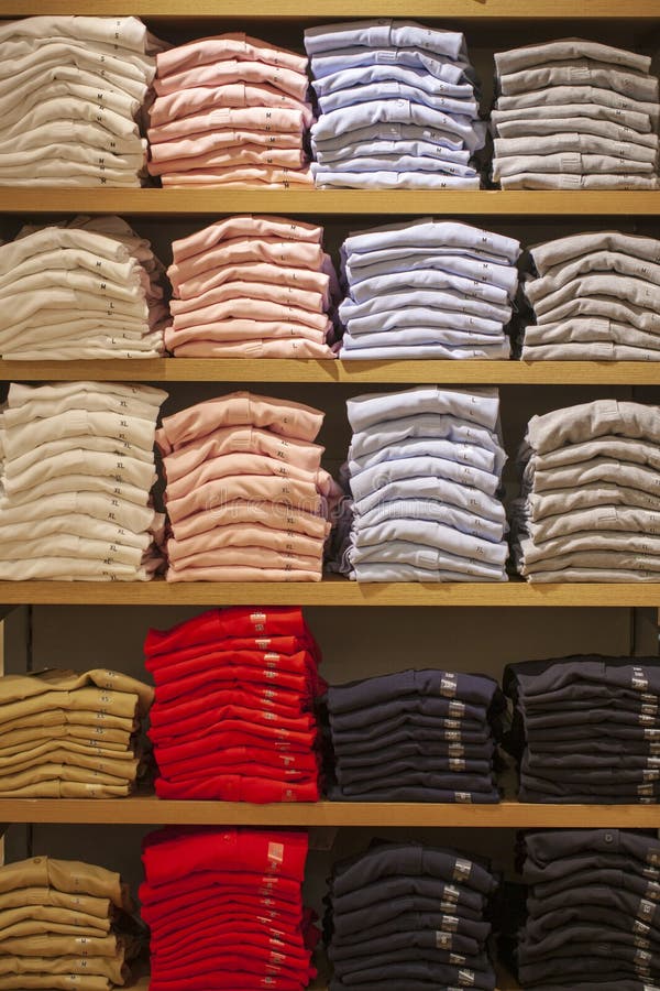 Clothing Store, Multicolored Shelves on the Shelves Stock Image Image of garment, fashion