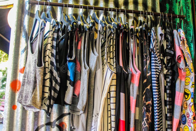 Cloths Shop Detail Lifestyle Dress Young Textile Store Stock Image ...