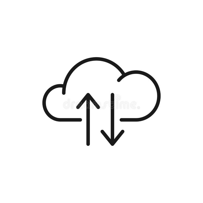 Digital Cloud computing technologies line flat vector icon royalty free illustration