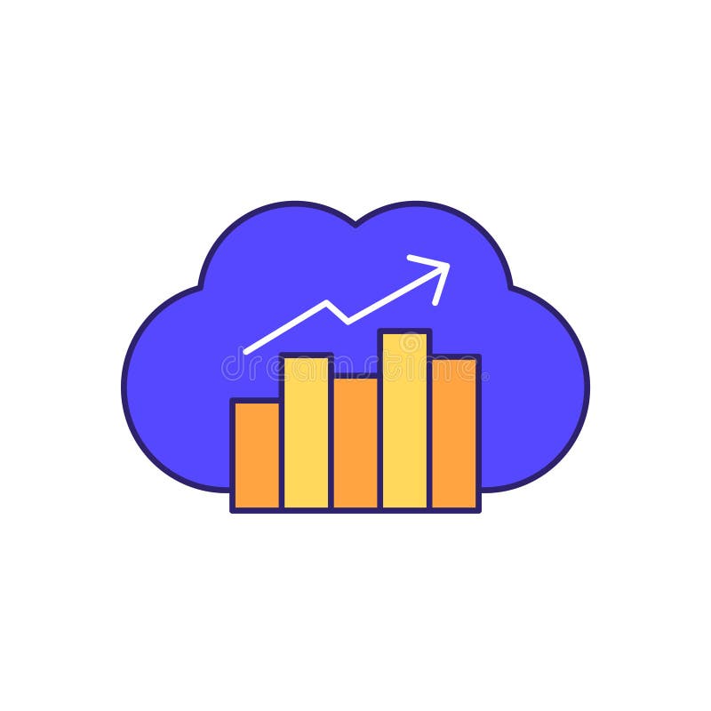 Cloud analytics icon with outline royalty free illustration