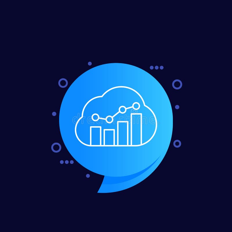 Cloud analytics line icon, vector royalty free illustration