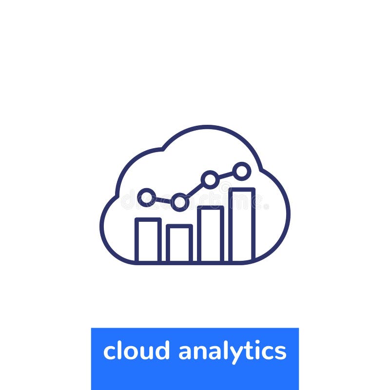 Cloud analytics line icon on white vector illustration