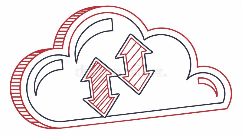 Cloud with arrows, data transfer and cloud storage symbol vector design Generative AI stock illustration