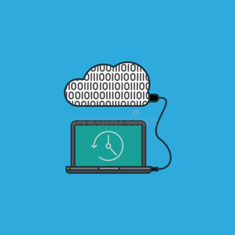 Cloud backup from laptop computer vector illustration royalty free illustration