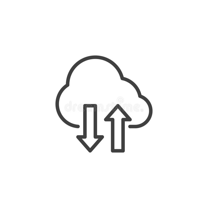 Cloud backup storage line icon vector illustration